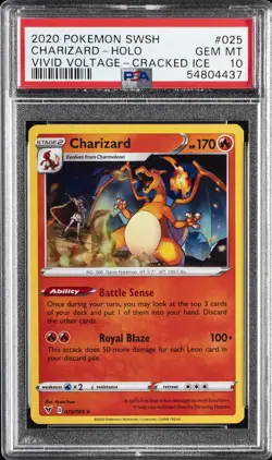 2020 POKEMON SWORD & SHIELD VIVID VOLTAGE CRACKED ICE #025 CHARIZARD-HOLO PSA 10 - Image 1