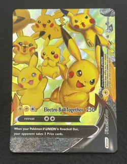 Pikachu V-Union - SWSH142 Black Star Promo Holo Pokemon Card 1/4 Near Mint NM - Image 1