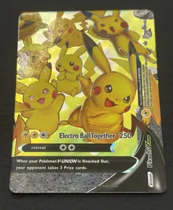 Pikachu V-Union - SWSH142 Black Star Promo Holo Pokemon Card 1/4 Near Mint NM - Image 2