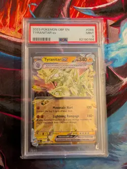PSA 9 Tyranitar ex 066/197 Obsidian Flames Holo Pokemon Card 2023 Mint - Image 1