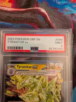 PSA 9 Tyranitar ex 066/197 Obsidian Flames Holo Pokemon Card 2023 Mint - Image 3