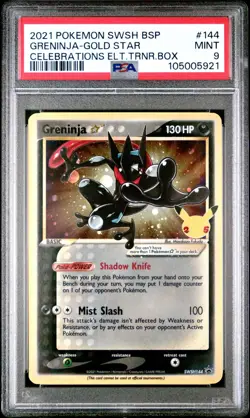Pokemon Card | PSA 9 Greninja Gold Star SWSH144 Celebrations ETB Promo Holo - Image 1