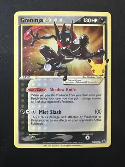 Pokemon Greninja SWSH144 Celebrations Black Star Promo Holo Pokemon Card w/SWIRL - Image 1