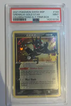 Pokemon Greninja Gold Star Celebrations Promo Card SWSH144 PSA 9 - Image 1