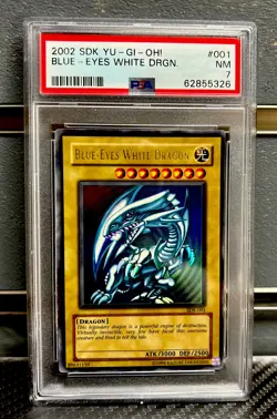 2002 SDK Yu-Gi-Oh! Blue Eyes White Dragon Holo Foil PSA 7 NM #001 - Image 1