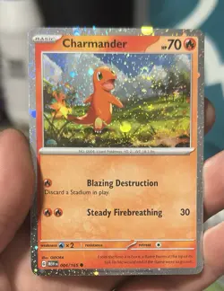 Charmander 004/165 SWIRL Cosmos Holo Scarlet & Violet Pokemon 151 TCG -NM - Image 1