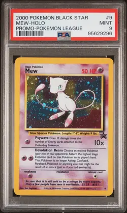 PSA 9 MEW HOLO 9 | SWIRL - Black Star Promo Pokemon League Pokemon Card - Image 1