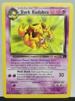 Dark Kadabra 39/82 - Uncommon Non Holo - Team Rocket 1999 Pokemon Card NM - Image 1