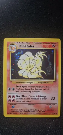 Ninetales Holo Rare Base Set 12/102 1999 Vintage Pokemon Card, Unlimited - Image 1