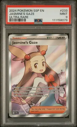 Pokemon TCG Jasmine's Gaze Full Art Trainer Ultra Rare Card 233/191 PSA 9 - Image 1
