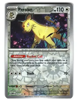 Persian 053/165 Reverse Holo Scarlet & Violet 151 Pokemon Card NM - Image 1