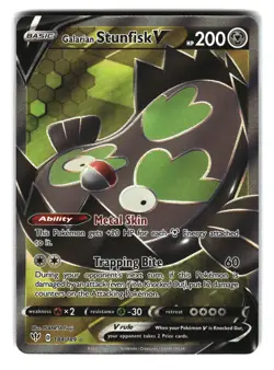 Galarian Stunfisk V 184/189 Pokemon Card Darkness Ablaze Ultra Rare - Image 1