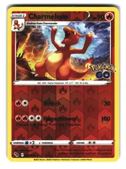 Charmeleon 009/078 Reverse Holo Pokemon GO Pokemon Card - Image 1