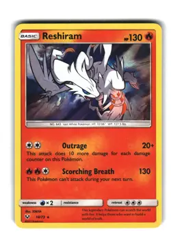 Reshiram 14/73 Holo Rare Shining Legends Pokemon Card - Image 1
