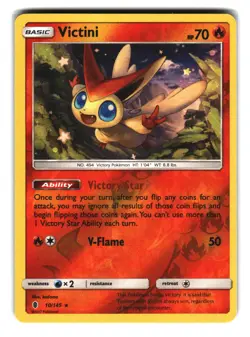 Victini 10/145 Rare Reverse Holo Guardians Rising Pokemon Card NM - Image 1