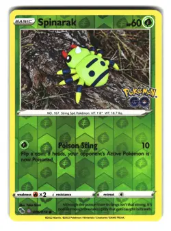 Spinarak 006/078 Reverse Holo Pokemon GO Pokemon Card - Image 1