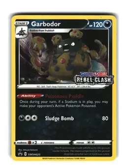 Garbodor SWSH025 Promo Rare Sword & Shield Black Star Promo Pokemon Card Holo - Image 1