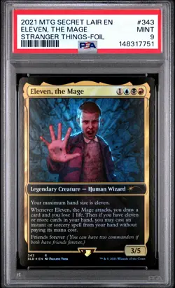 2021 MTG SECRET LAIR DROP STRANGER THINGS-FOIL #343 ELEVEN, THE MAGE PSA 9 - Image 1