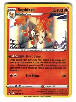 Rapidash 022/195 Holo Silver Tempest Pokemon Card - Image 1