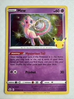 Mew Holo 011 / 025 Pokemon’s 25th Anniversary Celebrations Stamped Rare 2021 NM - Image 1