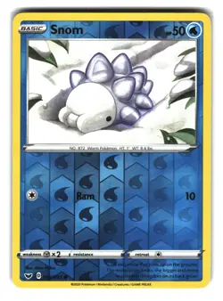 Snom 063/202 Reverse Holo Sword & Shield Base Pokemon Card - Image 1