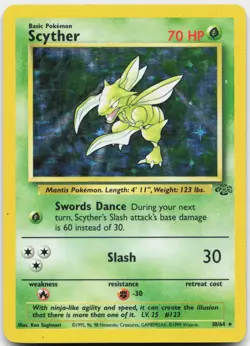 Scyther 10/64 Holo Rare Jungle Pokemon Unlimited Holo Moderately Played - Image 1