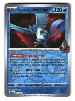 Team Rocket’s Articuno 051/182 Reverse Holo Pokemon Card NM - Image 1