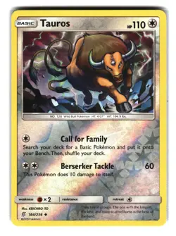 Tauros 164/236 Reverse Holo Rare Cosmic Eclipse Pokemon NM - Image 1