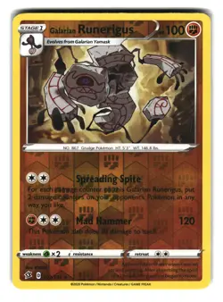 Galarian Runerigus 102/192 Holo Rebel Clash Pokemon Card - Image 1