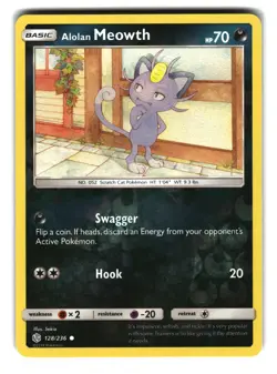 Alolan Meowth 128/236 Non Holo Unified Minds Pokemon Card - Image 1