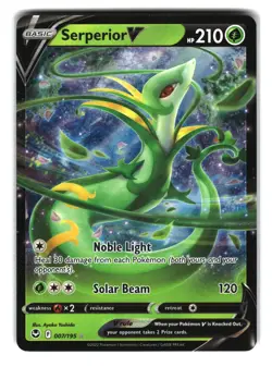 Serperior V Holo Rare 007/195 Silver Tempest Pokemon Card - Image 1