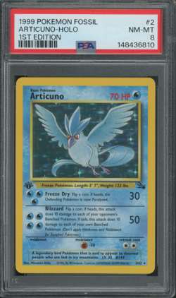 1999 Pokemon Articuno #2 Fossil 1st Edition Holo Rare PSA 8 NM-MINT - Image 1