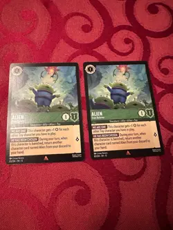 Disney Lorcana Alien - True Believer 83/204 Wilds Unknown Rare Card Lot OF 2 - Image 1