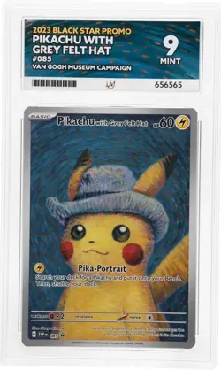 ACE 9 Pikachu With Grey Felt Hat Van Gogh Promo 085 Ace Label Graded Card P1 - Image 1