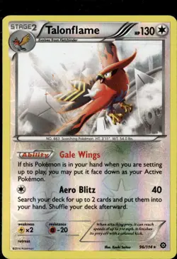 Pokemon Talonflame 96/114 Steam Siege Reverse Holo Rare LP - Image 1