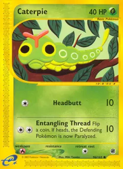 1x Caterpie - 96/165 - Common Heavily Played Pokemon G2 - Expedition - Image 1