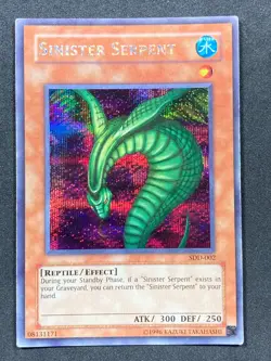 Yugioh Sinister Serpent SDD-002 Prismatic Secret Rare Unlimited MP - Image 1