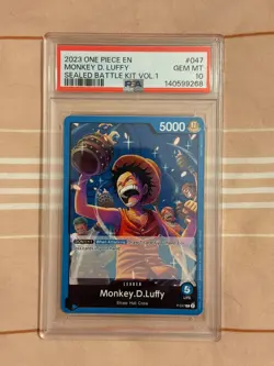 MONKEY D LUFFY P-047 PSA 10 GEM MINT 2023 ONE PIECE CARD GAME SEALED BATTLE KIT - Image 1