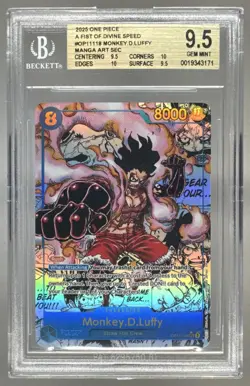 Monkey.D.Luffy 2025 One Piece Divine Speed #OP11-118 Secret Manga Art BGS 9.5 - Image 1