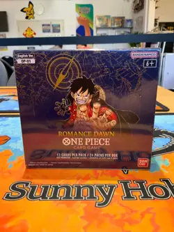 One Piece TCG - OP-01 Romance Dawn Booster Box Blue Bottom Sealed Slight Dented - Image 1