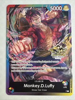 One Piece TCG - Monkey D. Luffy Leader 3rd Anniversary Stamped Promo - Image 1