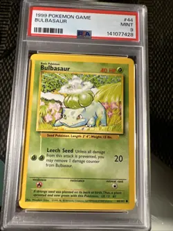 1999 Bulbasaur 44/102 Base Set PSA 9 MINT English Pokemon TCG - Image 1