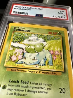 1999 Bulbasaur 44/102 Base Set PSA 9 MINT English Pokemon TCG - Image 2