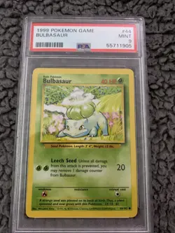 1999 Bulbasaur 44/102 Base Set PSA 9 MINT English Pokemon TCG - Image 1