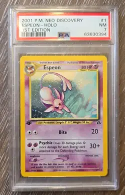 PSA 7 Espeon Holo 1st Edition Neo Discovery Pokemon Card - Image 1