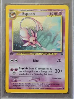 PSA 7 Espeon Holo 1st Edition Neo Discovery Pokemon Card - Image 2