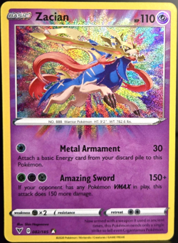Zacian Amazing Rare Holo Pokemon Vivid Voltage Card 082/185 - Image 1