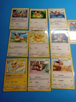 Pokemon TCG Eevee Lot of 10 Cards - Includes 1 Reverse Holo, NM Condition! - Image 1