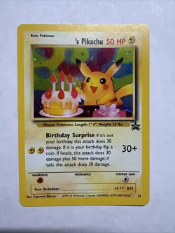 Pokemon TCG Birthday Pikachu Holo Black Star Promo Card #24 - Image 1