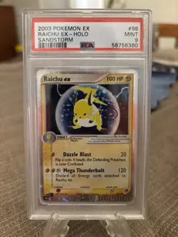 Pokemon 2003 Sandstorm Raichu EX Holo Ultra Rare Card #98/100 PSA 9 Mint - Image 1